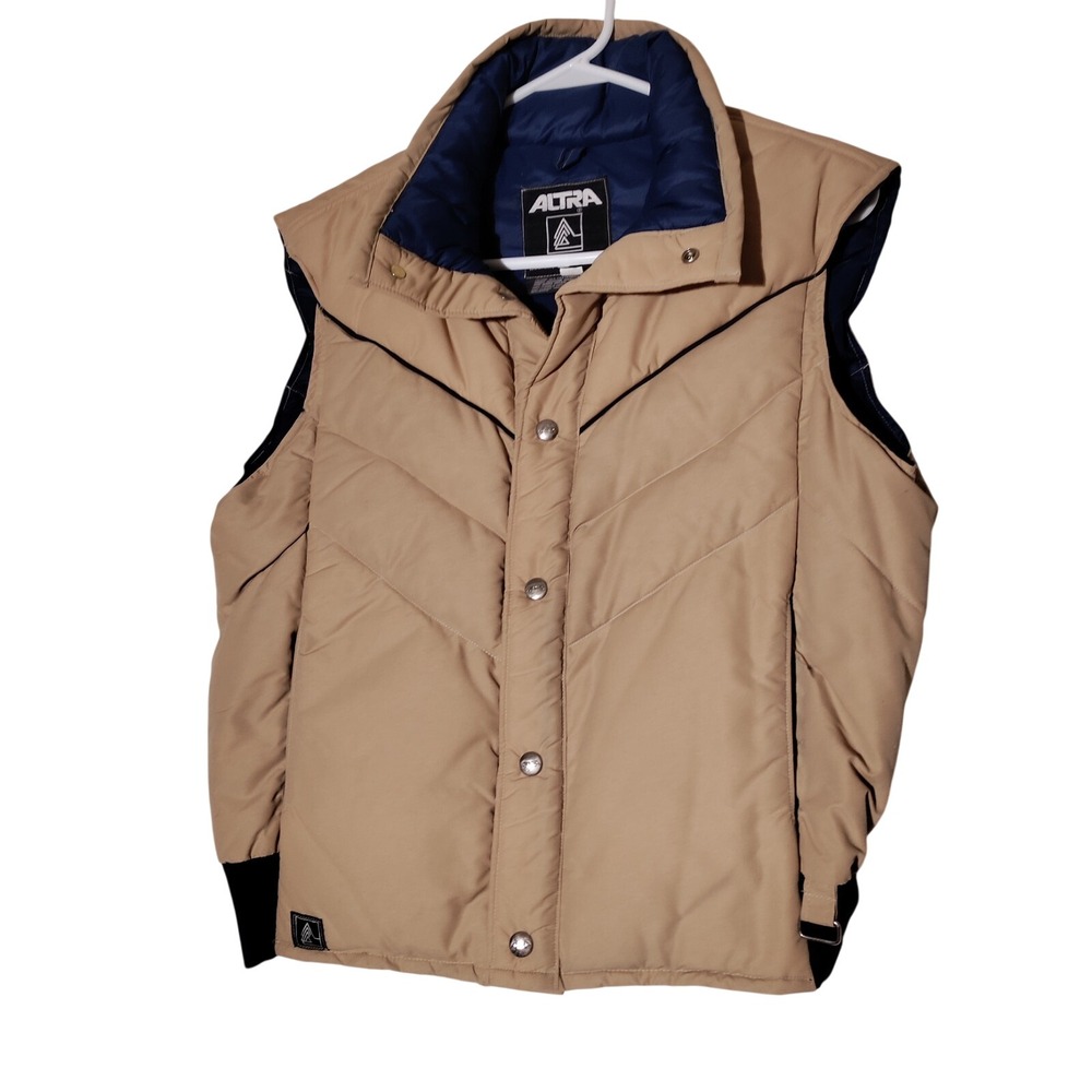 VTG 80s Altra Down Puffer Vest USA Made Boulder CO men sz S - Fades